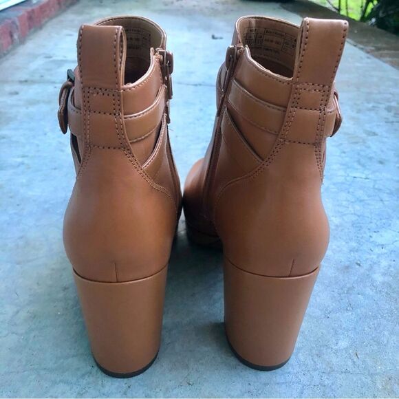 Vionic Nella Ankle Boots Heeled Camel Light Brown Tan Leather Water Repellent 9 - Picture 8 of 10
